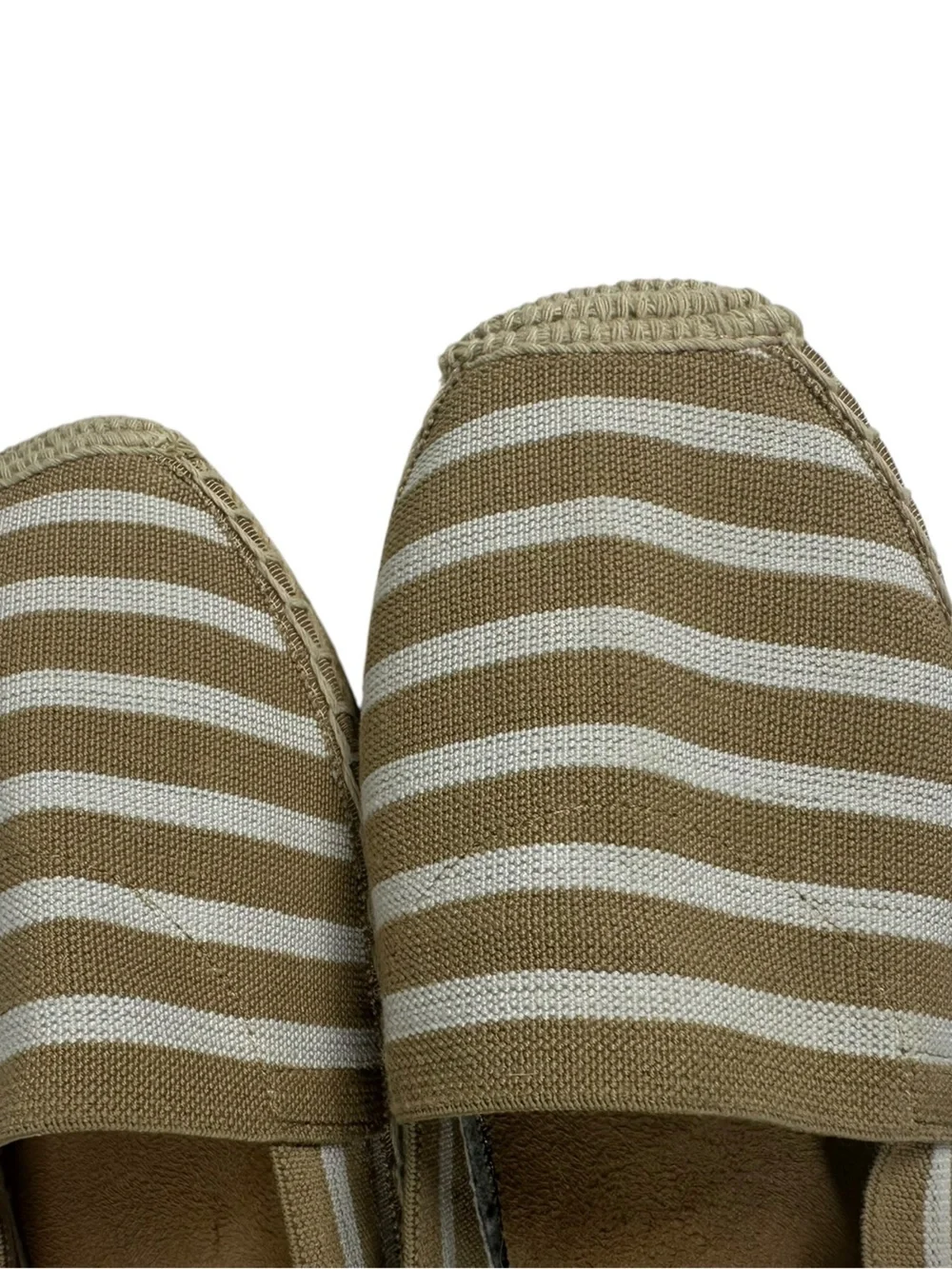 Vionic Valerie Women's 8 Tan and White Striped Espadrille Slip-Ons Shoes